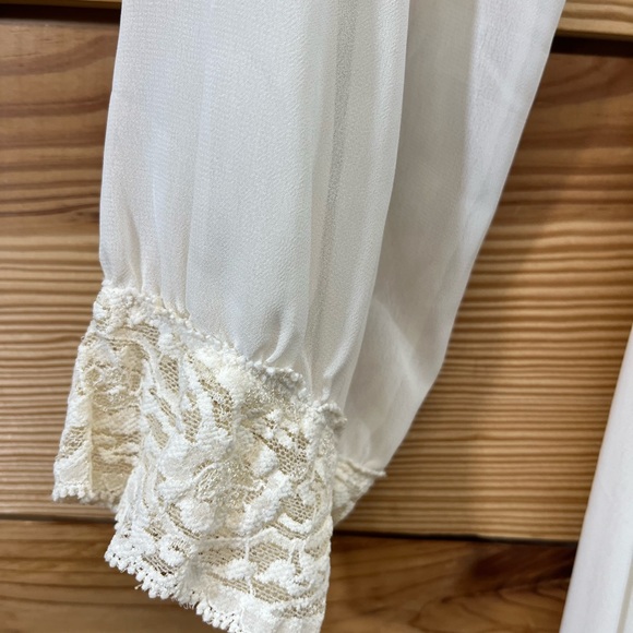 Vtg Victoria's Secret Robe M/L Sheer Ivory Chiffon Lace Trim Long B124 - Picture 6 of 16